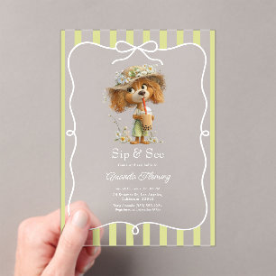 Sip & See Welpen-Cottagecore-Baby-Party Acryleinladungen