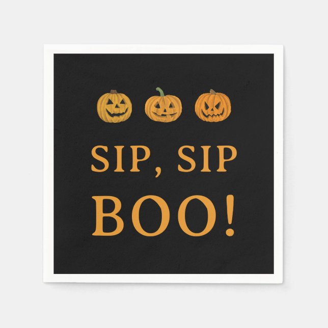 Sip Sip Boo Halloween Party | Pumpkins & Booze Serviette (Vorderseite)