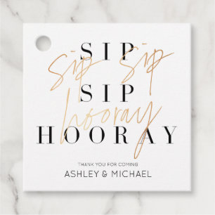 Sip Sip Hoooray Schwarz-weiß & Gold Moderne Gefall Geschenkanhänger