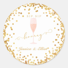 Sip Sip Hooray Bachelorette Verlobung Brunch Runder Aufkleber