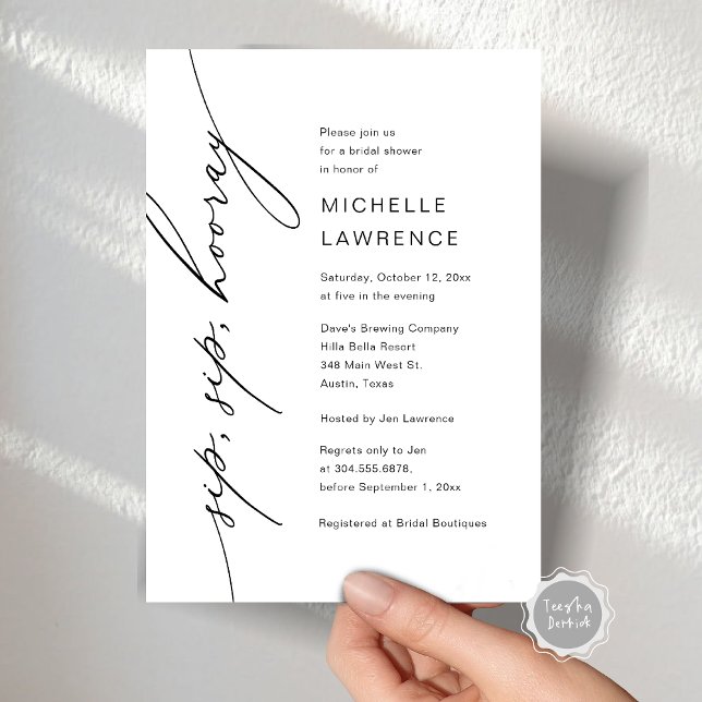 Sip, Sip, Hooray, Brautparty Party Celebration Einladung (Sip, Sip, Hooray, Bridal Shower Party Celebration Invitation card, Digital template file.)