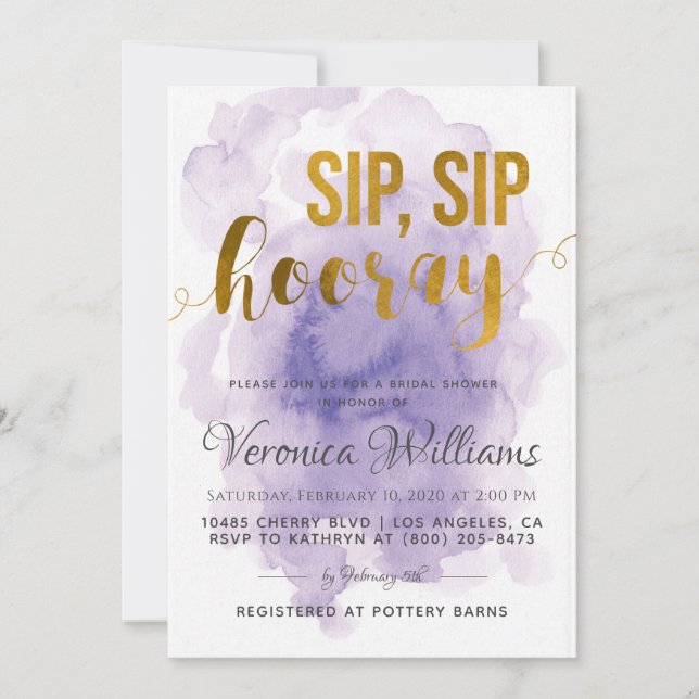 Sip Sip Hooray Bridal Dusche Einladung (Vorderseite)