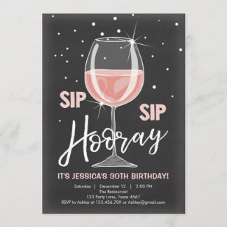 Sip Sip Hooray Chalkboard Rustikale Erwachsene Geb Einladung