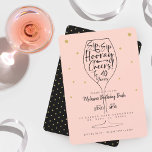 Sip, Sip Hooray Cheers Black & Pink Wein Geburtsta Einladung<br><div class="desc">Vollständig! Feiern Sie einen besonderen Geburtstag mit unserem stilvollen Party zum Geburtstag mit dem Thema Schwarz, Rosa und Imitat Gold polk dot. Das moderne, stilvolle und trendige Design besticht durch unser Weinglas und das typografische Design "Sip, Sip Hooray Cheers! bis 40 Years" Individualisieren Sie die Einladung mit dem Alter des...</div>