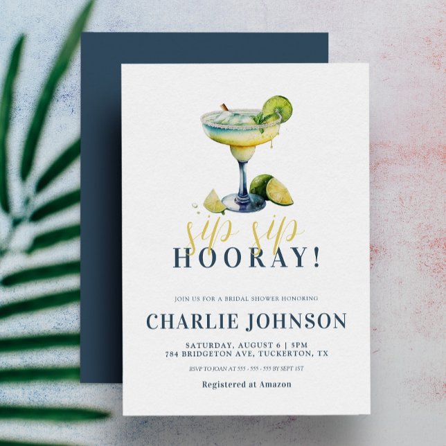 Sip Sip Hooray Chic Tequila Cocktail Brautparty Einladung (Von Creator hochgeladen)