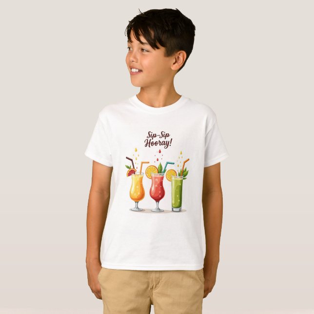 Sip Sip Hooray Cute Summer Cocktail T-Shirt (Vorne ganz)
