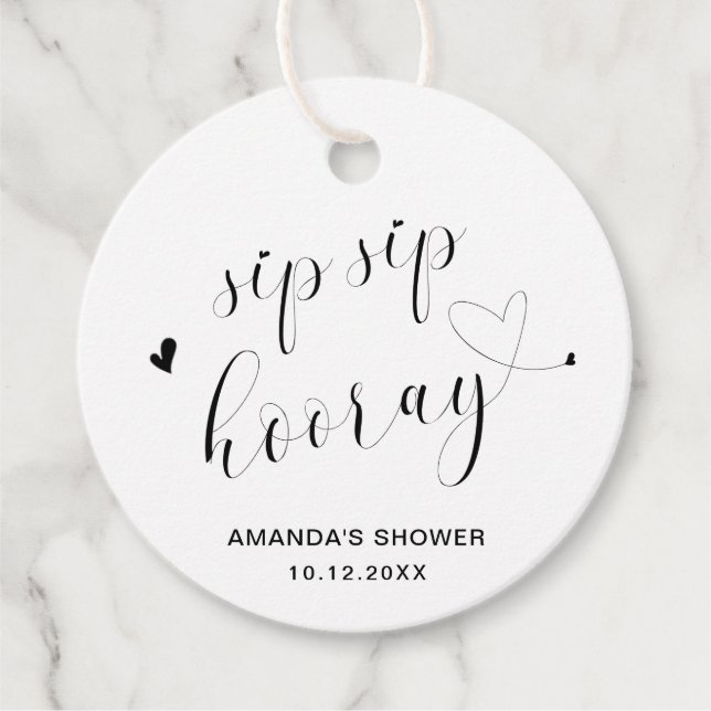 Sip Sip Hooray Einfaches Herz Brautparty Geschenkanhänger (Vorderseite)