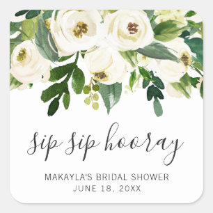 Sip Sip Hooray Elegantes Brautparty Quadratischer Aufkleber