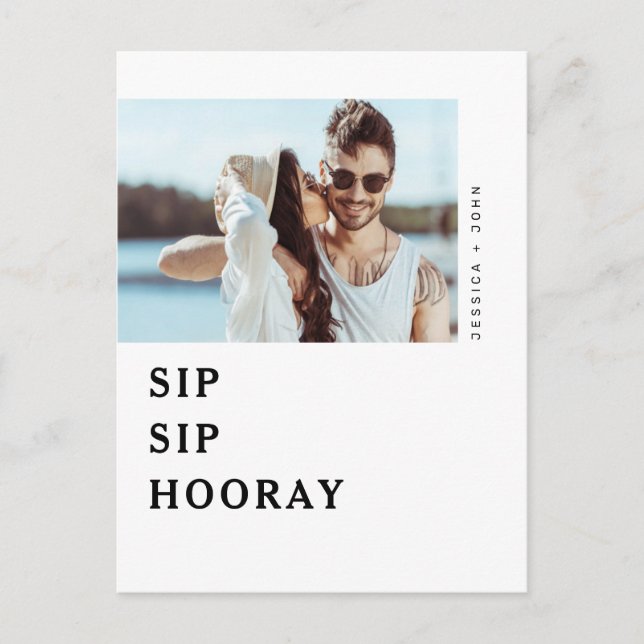 Sip-Sip-Hooray-Engagement-Partei laden Postkarte e (Vorderseite)