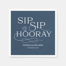 Sip Sip Hooray Engagement Party Blau Serviette