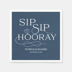 Sip Sip Hooray Engagement Party Blau Serviette