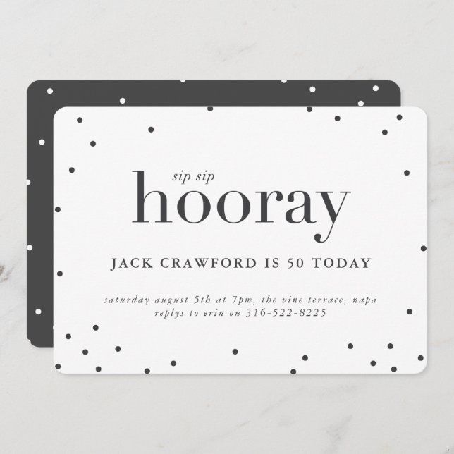 Sip Sip Hooray Geburtstagsfeier Einladung (Vorne/Hinten)