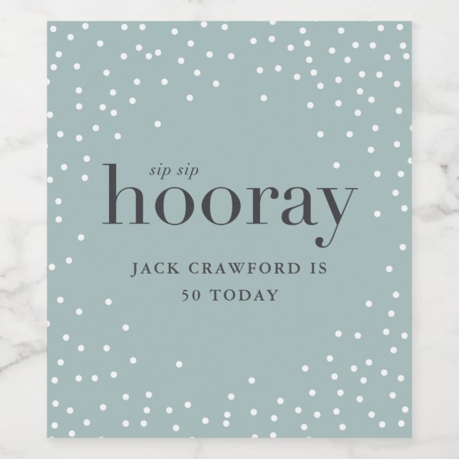 Sip-Sip-Hooray Geburtstagsflasche Weinetikett (Einzelnes Label)