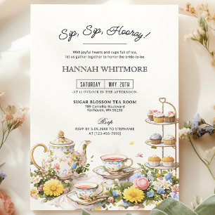 Sip Sip Hooray Hooray Party Blumenstrauß Brautpart Einladung