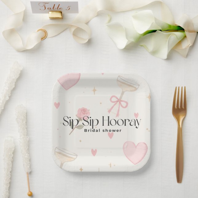 Sip Sip Hooray-Papierteller Pappteller (Hochzeit)