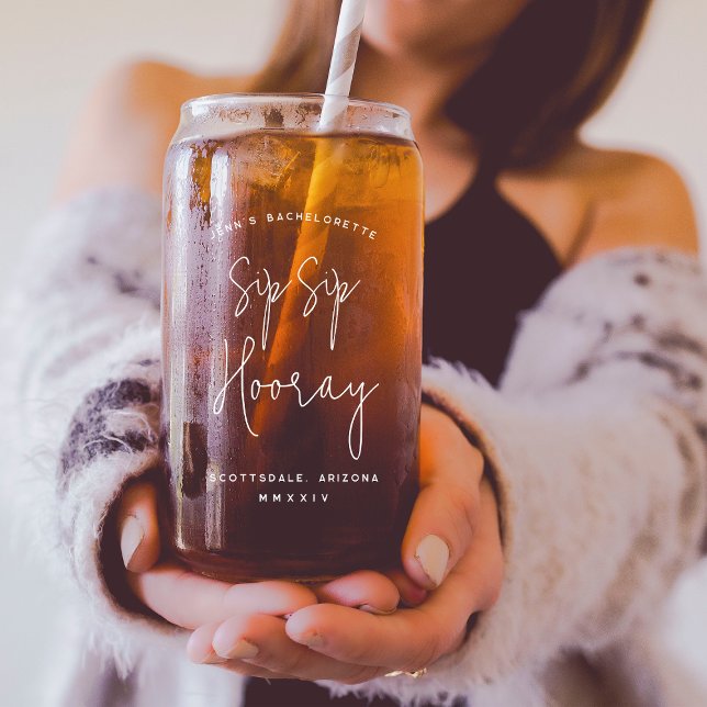 Sip Sip Hooray Personalisierter Junggeselinnen-Abs Dosenglas (Von Creator hochgeladen)