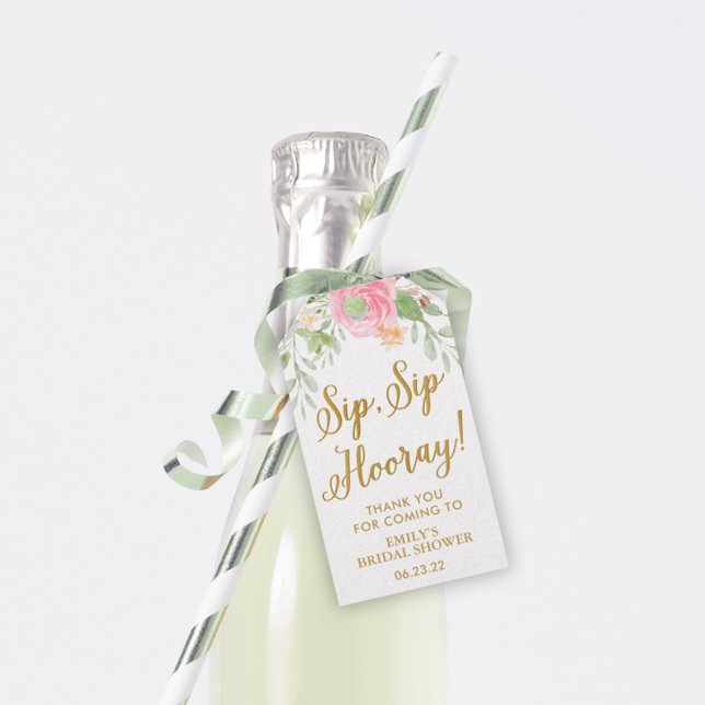 Sip Sip Hooray Rosa Brautparty Wein Geschenkanhänger (Von Creator hochgeladen)