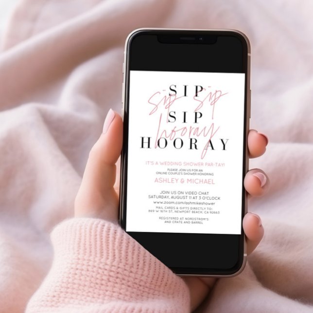 Sip Sip Hooray Simple Foto Virtual Polterabend Einladung (Von Creator hochgeladen)