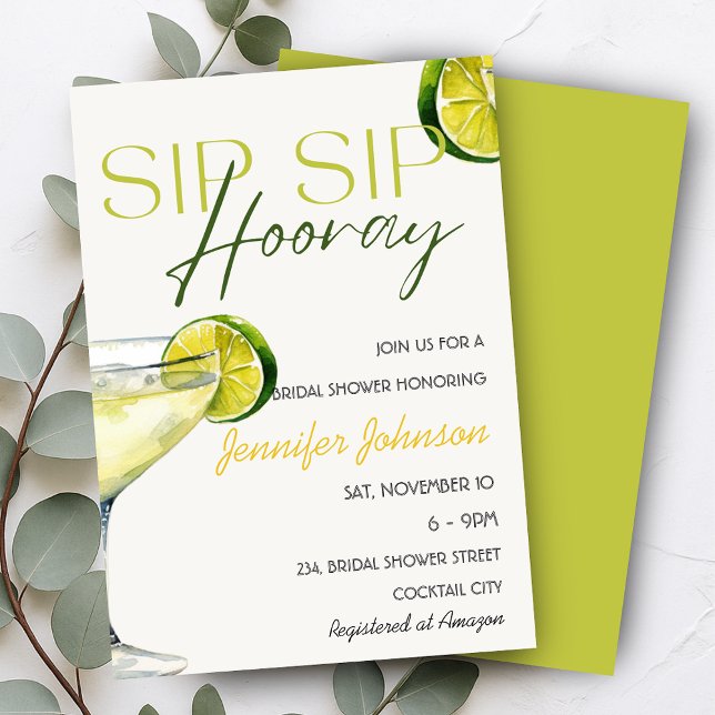 Sip Sip Hooray Tequila Cocktail Brautparty Einladung (Sip Sip Hooray Tequila Cocktail Bridal Shower Invitation)