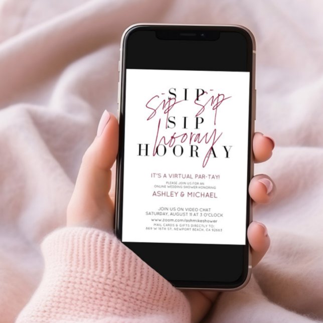 Sip Sip Hooray Virtual Wine Polterabend Party Einladung (Von Creator hochgeladen)