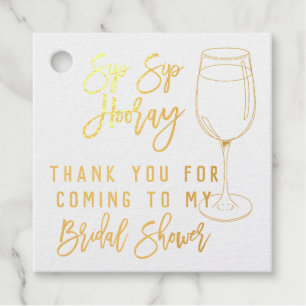 Sip Sip Hooray Watercolor Wine Gold Brautparty Geschenkanhänger