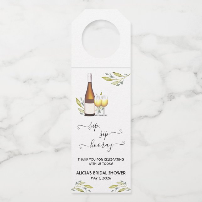 Sip, Sip, Hooray! Wein-Brautparty Flaschenanhänger (Vorderseite)