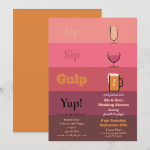 Sip Sip Schluck Hochzeitsdusche Einladungen