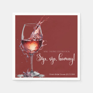 Sip, sip, stündlich Wein Degustation Brautparty Serviette