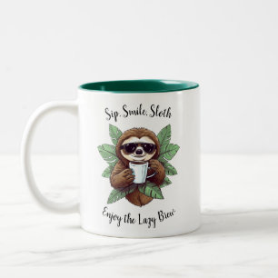 Sip Smile Sloth Funny Coffee Tasse