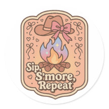 Sip, S'more, Repeat - Retro-Camp-Abzeichen