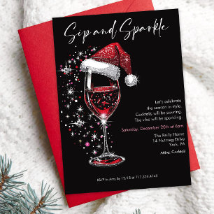 Sip & Sparkle Feiertags-Cocktailparty-Weinglas Einladung
