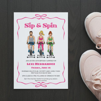 Sip & Spin 25. Geburtstags-Überraschungs-Fitness Einladung