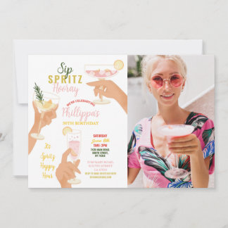 Sip Spritz Hooray Foto Cocktails Getränke Geburtst Einladung