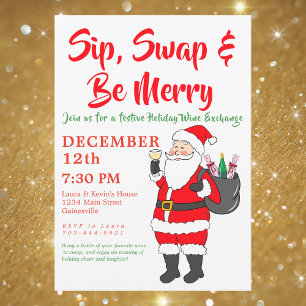 Sip, Swap & Frohe Weihnachts-Weinparty zum Weintau Feiertagskarte