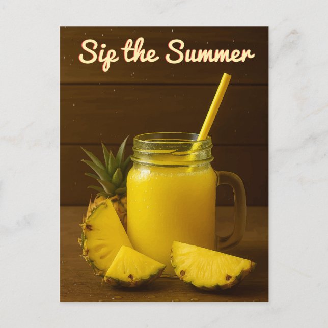 Sip the Summer - Ananas Juice Postkarte (Vorderseite)