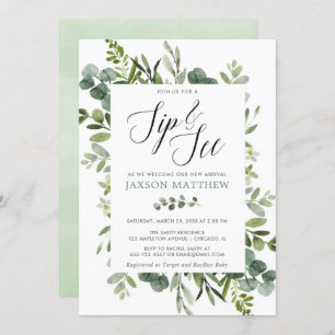 Sip und sehen Gender-neutrale Eukalyptus-Vegetatio Einladung