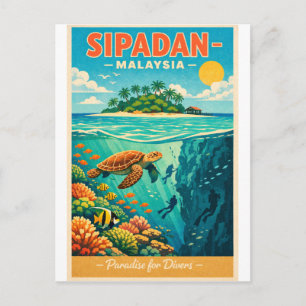 Sipadan-Insel, Malaysia, in einem lebendigen Postkarte