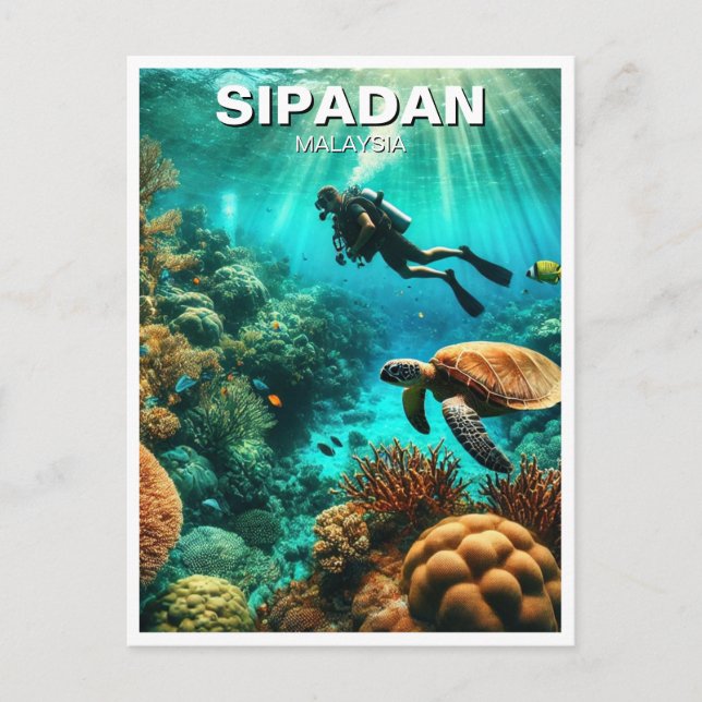 Sipadan Malaysia Scuba Diver Postkarte (Vorderseite)
