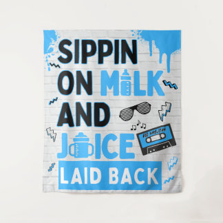 Sippin auf Milch & Juice Blue/Black Hip Hop Geburt Wandteppich