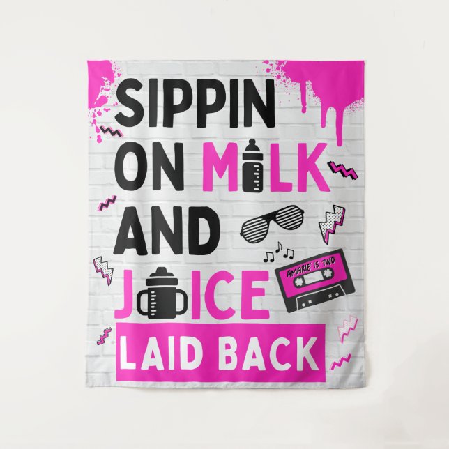 Sippin auf Milch & Juice Pink/Black Hip Hop Geburt Wandteppich (Vorderseite)