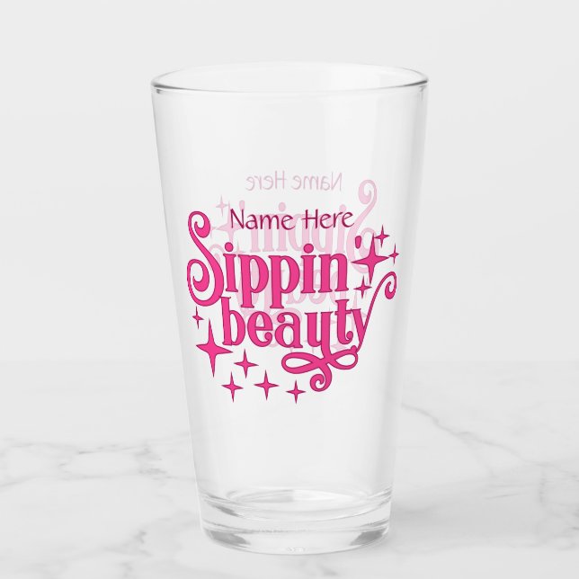 Sippin Beauty Pink Typografie Glas (Vorderseite)