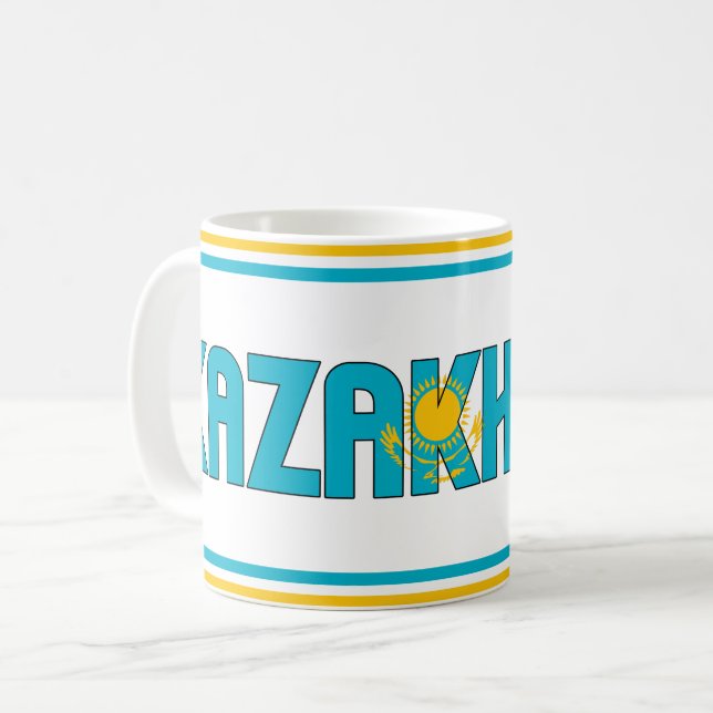 "Sippin" mit Kasachstan - Patriotik Kaffeetasse (Vorderseite Links)