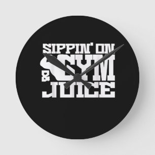 Sippin on Gym Juice - Mens Workout Shirts Funny Runde Wanduhr