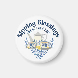 Sipping Sessings a cup time Magnet