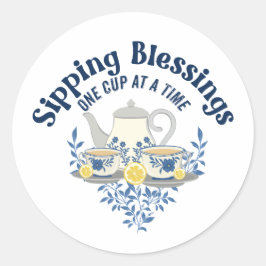 Sipping Sessings a cup time Runder Aufkleber