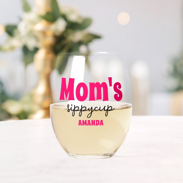 Sippy Cup der personalisierten Mama Weinglas Ohne Stiel (Insitu (Hochzeit))
