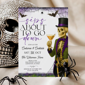 Sips About to Go Down Skelett Halloween-Party Einladung