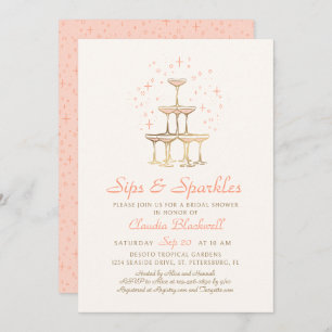 Sips Glitzern Champagne Bridal Dusche Einladung