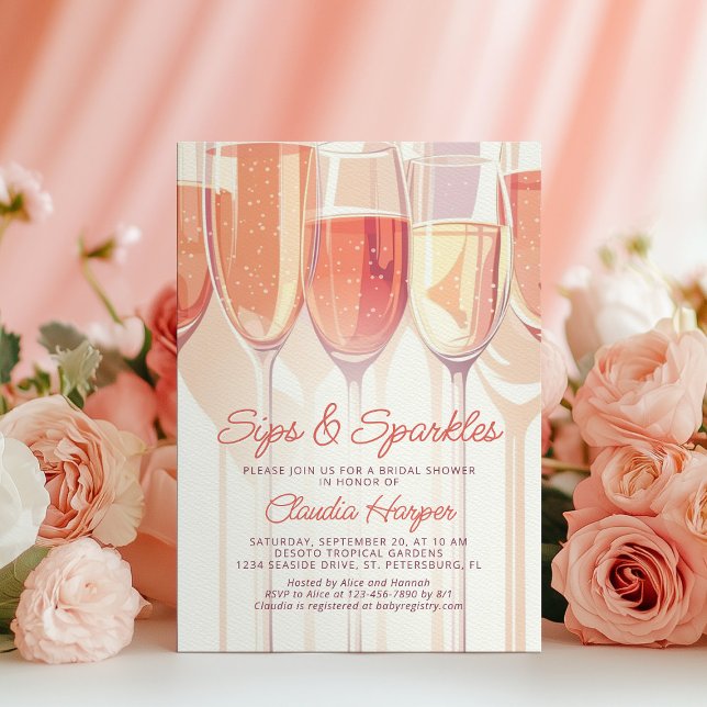 Sips Glitzern Champagne Bridal Dusche Einladung (Von Creator hochgeladen)