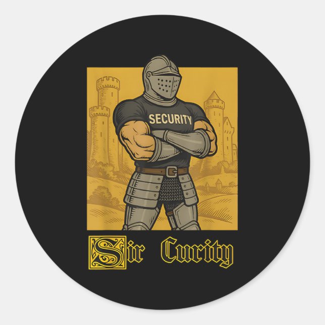 Sir Curity Funny Security Pub Knight Medieval Meme Runder Aufkleber (Vorderseite)